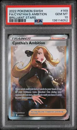 Pokemon 2022 EN Brilliant Stars Cynthia's Ambition 169/172 PSA 10 - Image 1