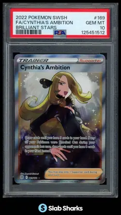 2022 POKEMON SWSH BRILLIANT STARS #169/172 CYNTHIA'S AMBITION FULL ART PSA 10 - Image 1