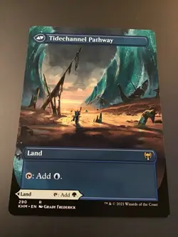 MTG Kaldheim #290 Borderless Tidechannel / Barkchannel Pathway NM - Image 1
