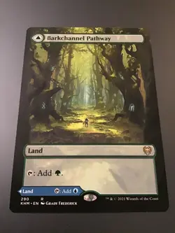 MTG Kaldheim #290 Borderless Tidechannel / Barkchannel Pathway NM - Image 2