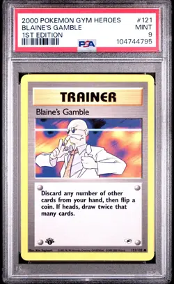 Blaine's Gamble - 1st Edition - 121/132 Gym Heroes - WOTC - Pokemon TCG - PSA 9 - Image 1