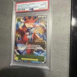 Monkey D. Luffy Winner P-036 OP04 Pre-Release Promo One Piece Card PSA 10 - Image 3