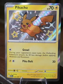 Pikachu Shiny Rare Card 131/091 Scarlet & Violet: Paldean Fates NM - Image 1