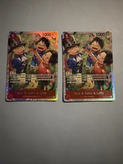 X2 One Piece Card Game TCG Ace & Sabo & Luffy OP13-007 SR M/NM Condition - Image 2