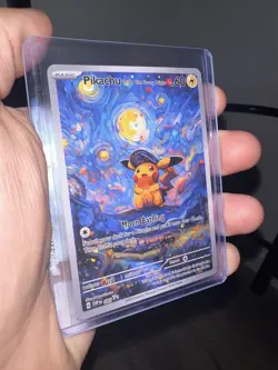 Pokemon Pikachu Starry Night Van Gogh Beautiful Moon ACG Star Custom Card - NM - Image 1