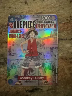 🔥🏀One Piece Monkey.D.Luffy US College Basketball Promo Card 🏀🔥 - Image 1
