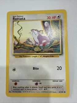 Pokemon TCG Rattata Base Set 61/102 Regular Unlimited Common - Image 1