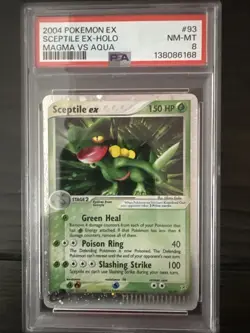 2004 POKEMON EX TEAM MAGMA VS TEAM AQUA #93 SCEPTILE EX-HOLO PSA 8 - Image 1
