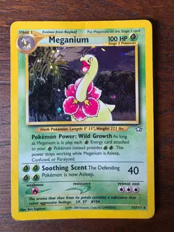 Pokemon TCG - Meganium 11/111 Neo Genesis Holo Rare - DMG - Image 1