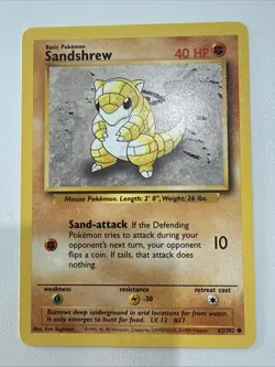 Pokemon TCG Sandshrew Base Set 62/102 Regular Unlimited Common - Image 1