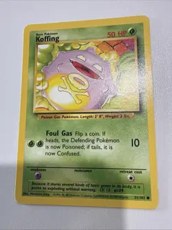 Pokemon TCG Koffing Base Set 51/102 Regular Unlimited Common - Image 1