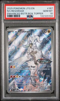 2025 Pokemon EN Journey Together N's Reshiram Stamped Box Topper #167 PSA 10 - Image 2