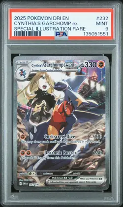 2025 POKEMON DRI EN-DESTINED RIVALS #232 CYNTHIA'S GARCHOMP EX PSA 9 - Image 1