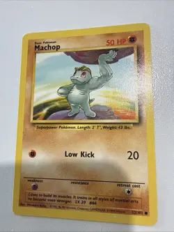 Pokemon TCG Machop Base Set 52/102 Regular Unlimited Common - Image 1