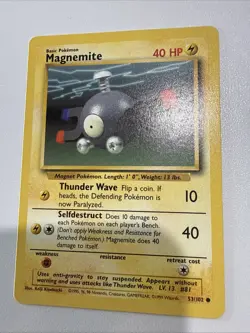 Pokemon TCG Magnemite Base Set 53/102 Regular Unlimited Common - Image 1