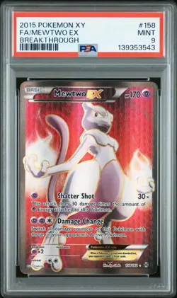 2015 POKEMON XY BREAKTHROUGH #158 FULL ART/MEWTWO EX PSA 9 - Image 1