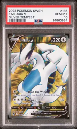 2022 POKEMON SWORD & SHIELD SILVER TEMPEST #185 FULL ART/LUGIA V PSA 10 - Image 1
