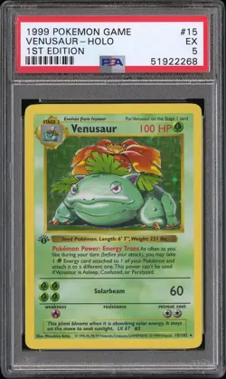 1999 POKEMON GAME 1ST ED #15 VENUSAUR-HOLO PSA 5 - Image 1