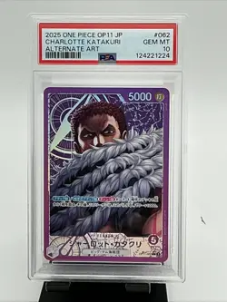 One Piece TCG CCG OP11-062 CHARLOTTE KATAKURI Japanese Leader Alt Art PSA 10 - Image 3
