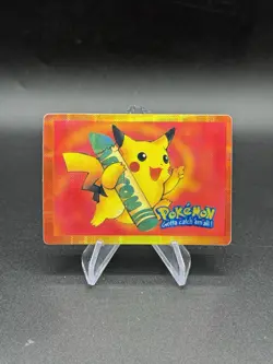 Pikachu Crayon Holo Pokemon Vintage Pocket Monsters Vending Prism Sticker - Image 1