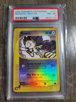 PSA 8 - 2002 Pokemon Meowth Expedition Reverse Holo 121/165 - Image 1