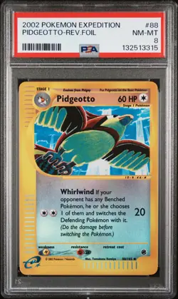 2002 POKEMON EXPEDITION #88 PIDGEOTTO-REVERSE FOIL PSA 8 - Image 1