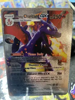 Shining Charizard GX Silver Foil Fan Art Vinyl Textured Collector Pokemon Card - Image 1