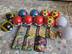 Pokemon TCG Poke Ball Tins, Lot of 19, Various Styles Empty, No Cards - Image 1