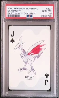 PSA10 2000 POKEMON SILVER VERSION PART2 PLAYING CARDS 227 SKARMORY JACK OF CLUBS - Image 1