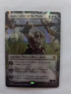 Ajani, Caller of the Pride (Borderless) (Mana Foil) Foundations Foil - Image 1