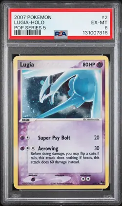 2007 POKEMON POP SER 5 #2 LUGIA-HOLO PSA 6 - Image 1