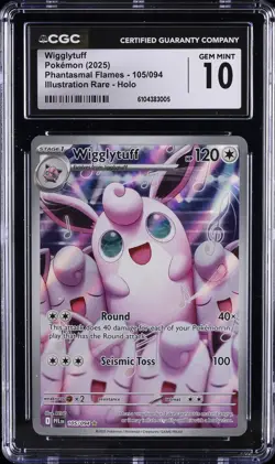 2025 POKEMON PHANTASMAL FLAMES #105 WIGGLYTUFF CGC 10 GEM MINT - Image 1