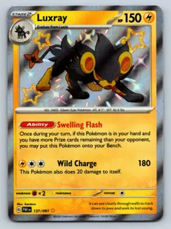 Luxray Shiny Rare Holo SV: Paldean Fates 137/091 NM - Pokemon TCG - Image 1
