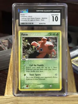 Paras 004/034 Pokemon Classic CLV Venusaur & Lugia ex Deck Holo CGC 10 Gem Mint - Image 1