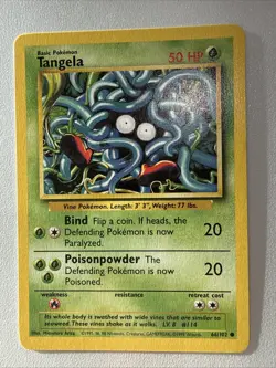 Pokemon TCG Tangela Base Set 66/102 Regular Unlimited Common - Image 1