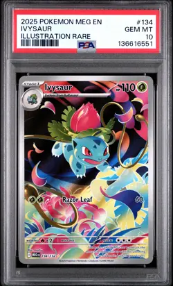 2025 Pokemon Mega Evolution Ivysaur Illustration Rare #134 PSA 10 GEM 6551 - Image 1