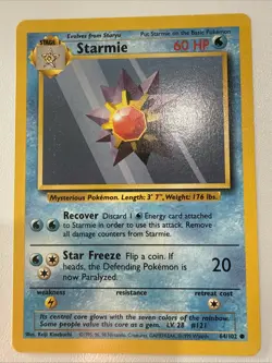 Pokemon TCG Starmie Base Set 64/102 Regular Unlimited Common - Image 1