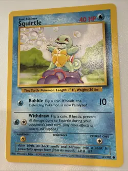 Pokemon TCG Squirtle Base Set 63/102 Regular Unlimited Common - Image 1