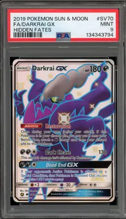 Pokemon Darkrai GX Hidden Fates Full Art #SV70 PSA 9 Mint - Image 1