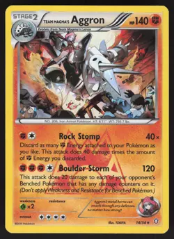 Team Magma's Aggron 14/34 Holo Rare Pokemon TCG Double Crisis MP - Image 1