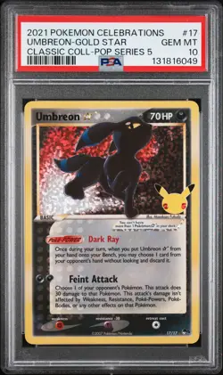 2021 POKEMON CELEBRATIONS CLASSIC COLL #17 UMBREON-GOLD STAR PSA 10 - Image 1