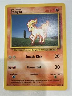 Pokemon TCG Ponyta Base Set 60/102 Regular Unlimited Common - Image 1