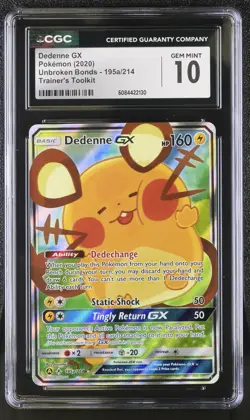 DEDENNE GX Unbroken Bonds Trainer's Toolkit Pokemon #195a CGC 10 GEM MINT - Image 1