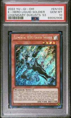 Elemental HERO Liquid Soldier Limited Edition Secret Rare LDS3-EN103 Psa 10💎 - Image 1