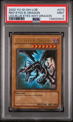 Yu-Gi-Oh Red-Eyes B. Dragon LOB-070 Ultra Rare Unlimited PSA 9 Mint 2002 - Image 1
