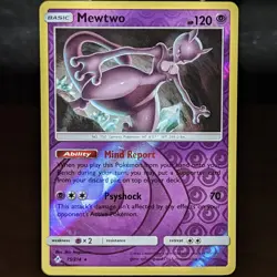 Mewtwo 75/214 LP/NM Reverse Holo Rare Unbroken Bonds Foil SM Pokemon TCG Card - Image 1