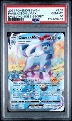PSA 10 Glaceon VMAX 209/203 Alternate Alt Art Pokemon SWSH Evolving Skies - Image 1