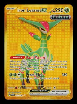 Pokemon Card Iron Leaves ex 213/162 Temporal Forces Gold Secret Full Art NM 2024 - Image 1