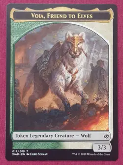 Magic The Gathering WAR OF THE SPARK VOJA FRIEND TO ELVES token card MTG - Image 1
