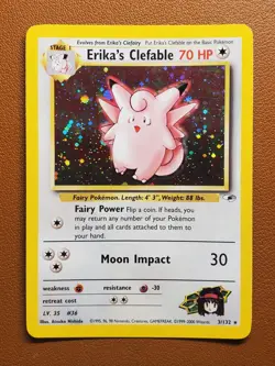 Erika's Clefable Gym Heroes 3/132 Holo Unlimited Holo Rare NM / LP Pokemon TCG - Image 1